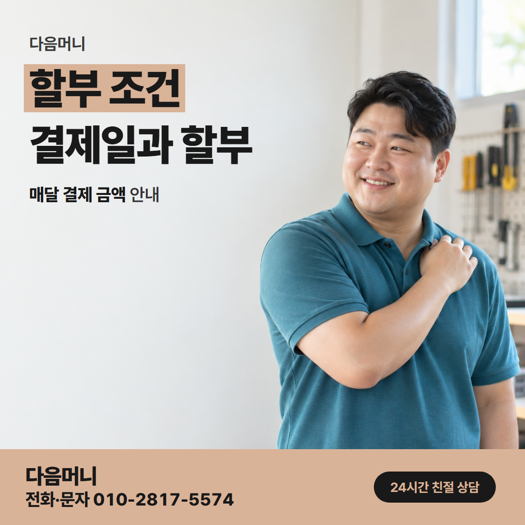 다음머니 평촌카드깡 고객이 정하는 할부 개월